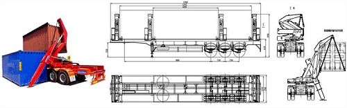 Drawing of 45 Ton Side Lifter Trailer
