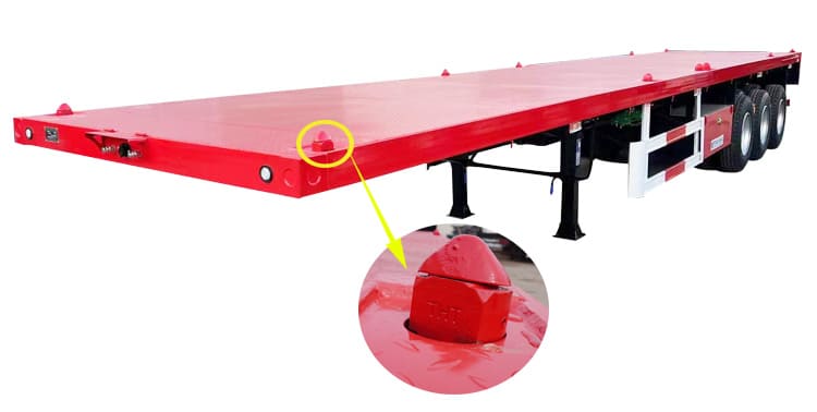 Several Types of Container Locks on Flatbed Container Trailer