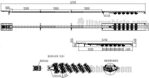Drawing of Extendable Semi Trailer for Sale