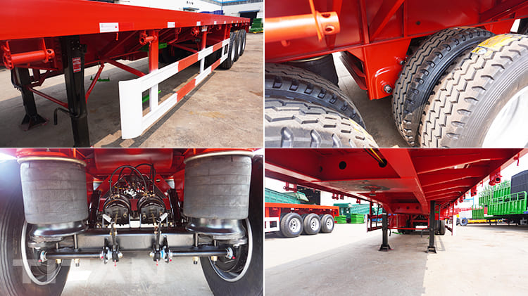 3 Axles Flat Bed Semi Trailer with Airbag Suspension