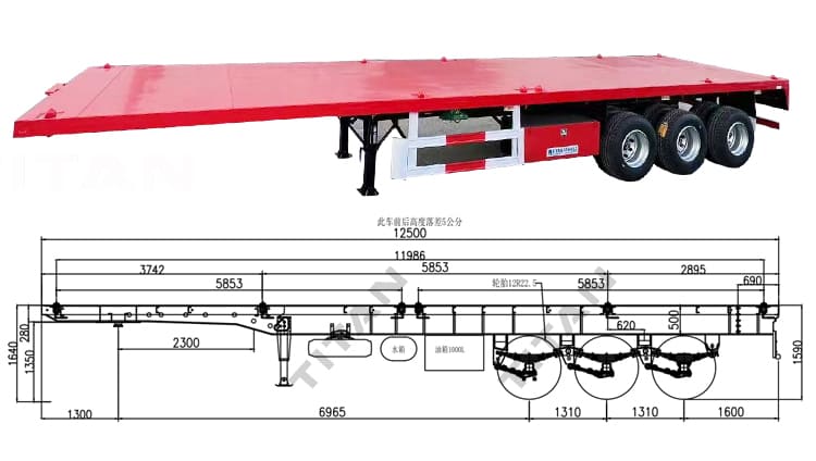 40 Ft Flatbed Tri Axle Trailer for Sale in Zimbabwe