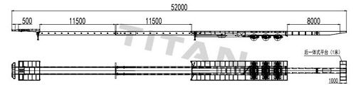 3 axle 52m extendable trailer technical parameter drawing