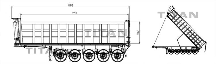 5 axle tipping semi trailer technical drawing