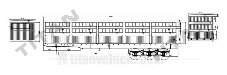 TITAN 3 axle fence cargo semi trailer drawing