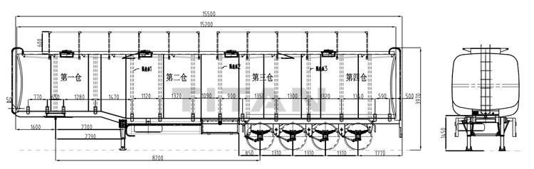 4 axles fuel tanker trailer