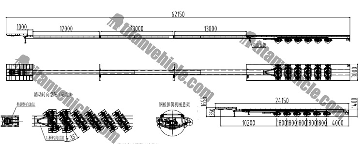 6 axles extendable trialer