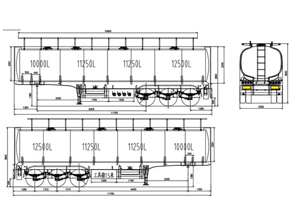 45000 liters fuel tanker trailer