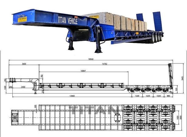 4 axles lowbed trailer