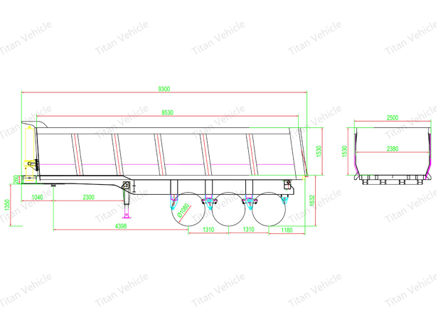 3 axles semi tipper trailer