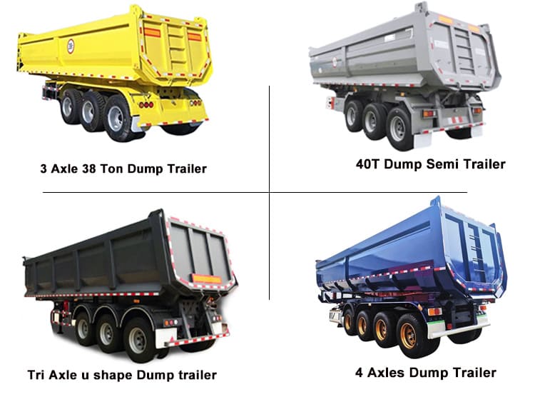 4 axles semi end dump trailer