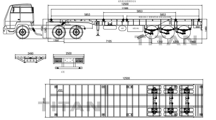 Tri Axle Flat Deck Top Semi Trailer