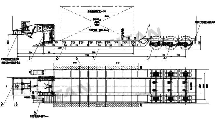 3 axles lowboy gooseneck trailer