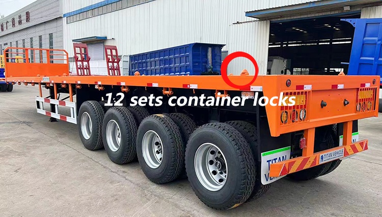 40Ft Container Flatbed Trailer Manufacturers | 4 Axle Flatbed Trailer with Headboard