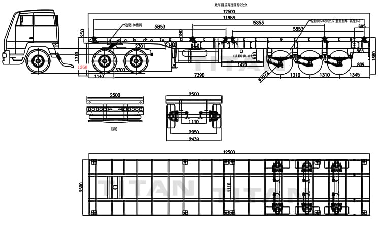 40 Foot Tri Axle Flat Top Semi Trailer for Sale in Zambia
