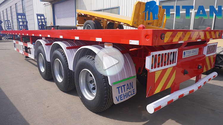 40ft tri axle semi truck flatbed trailer