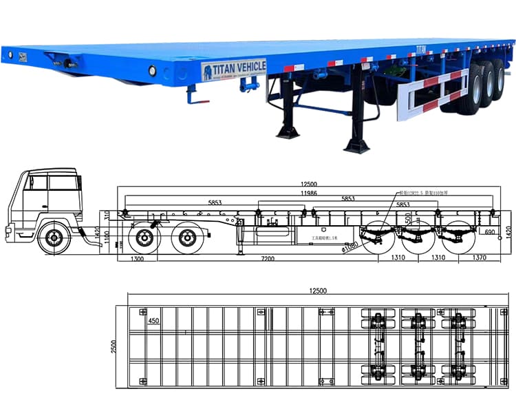 40 Feet Triple Axle Flatbed Trailer for Sale in Zimbabwe