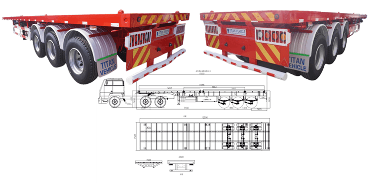40Ft Tri Axle Semi Truck Flatbed Trailer for Sale Price