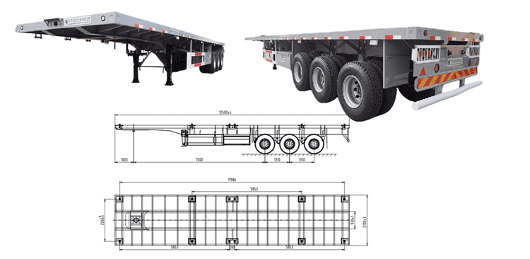 3 Axle 40 Ft Flat Bed Semi Trailer for Sale in Gambia