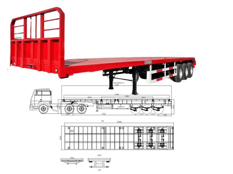 40Ft Tri Axle Flat Body Trailer for Sale in Papua New Guinea