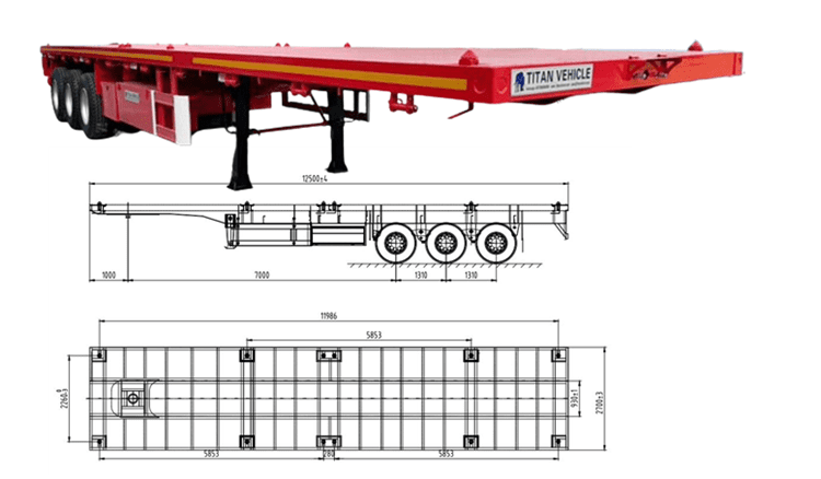 3 Axle 40 Flat Deck Trailer for Sale in Malawi