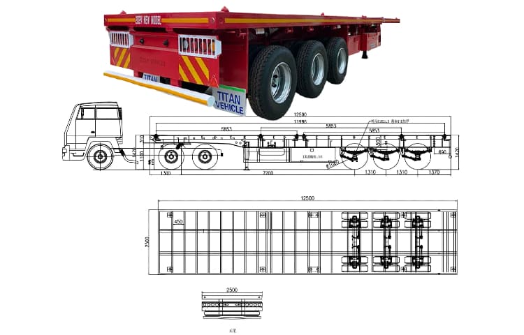 3 Axle 40Ft Flatbed Semi Trailer for Sale in Jamaica