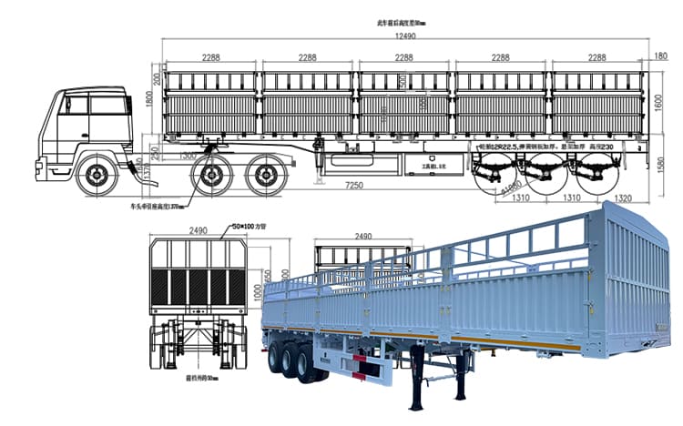 Sugar Cane Livestock Fence Semi Trailer for Sale in Zimbabwe