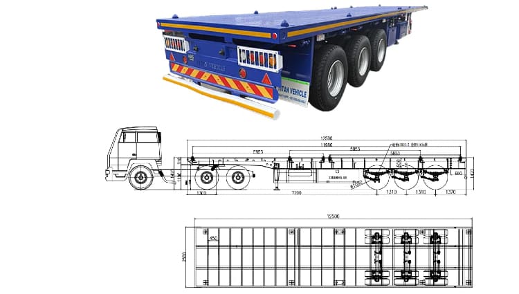 Triple Axle Flatbed Semi Truck Trailer for Sale in Guam