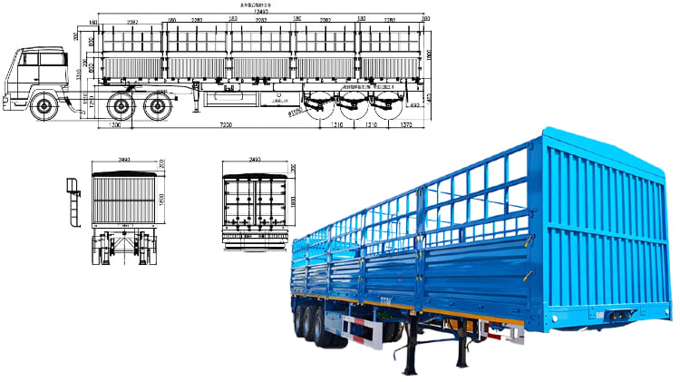Tri Axle Fence Semi Trailer for Sale in Zimbabwe